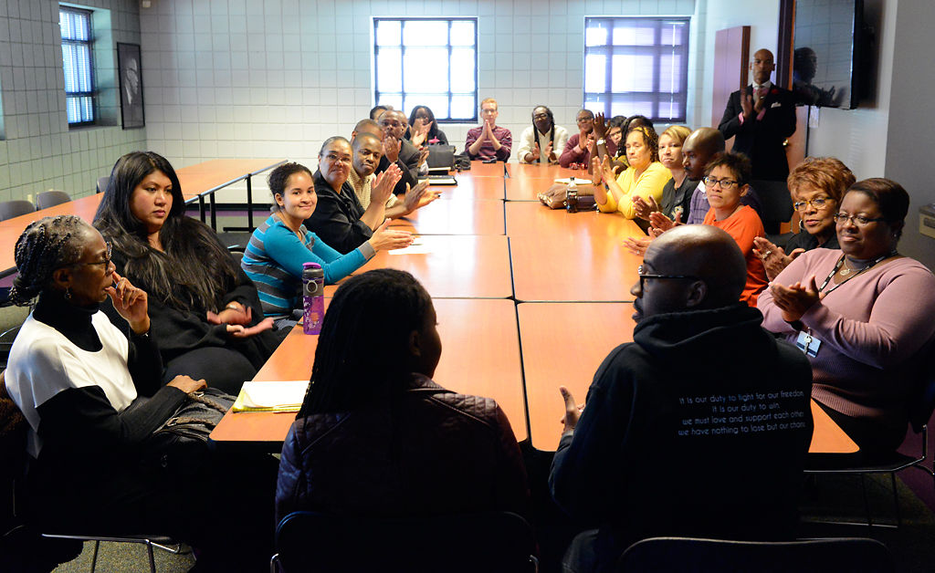 Jonathan Butler talks to faculty
